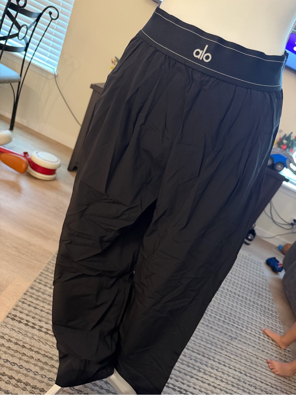 Women's Black Wide-Leg Track Jogger Pants